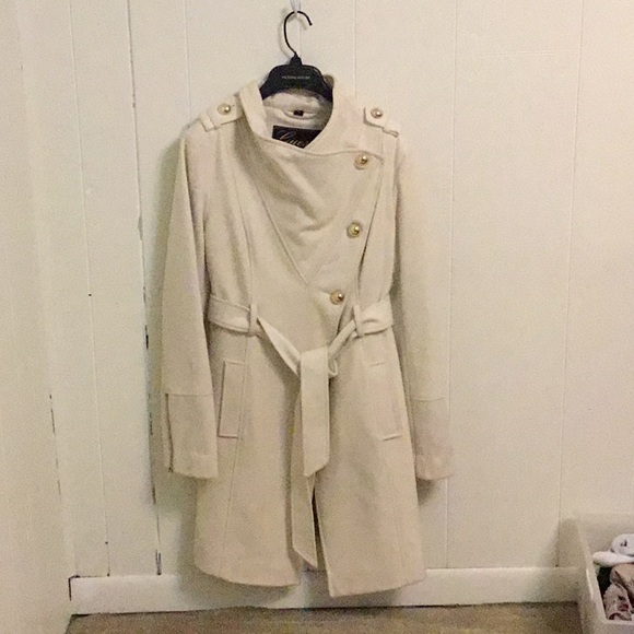 guess asymmetrical belted wool wrap coat